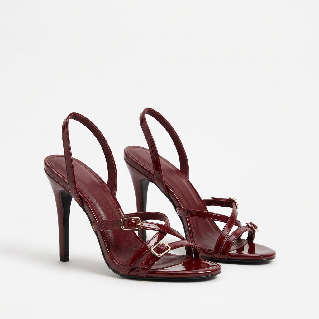 strappy buckle-detail slingback heels
