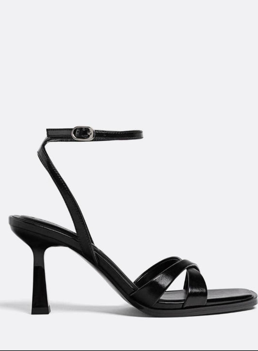 Black low heeled sandals