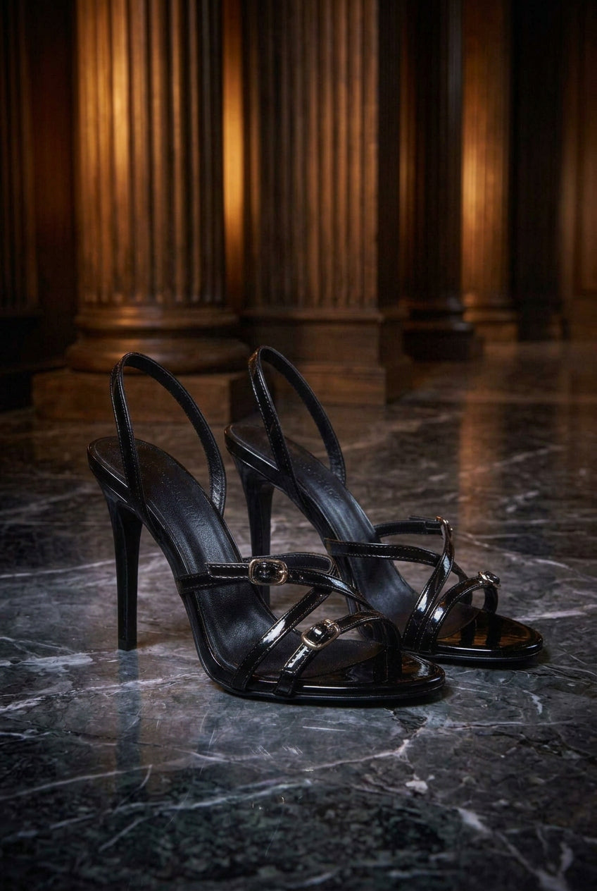 strappy buckle-detail slingback heels